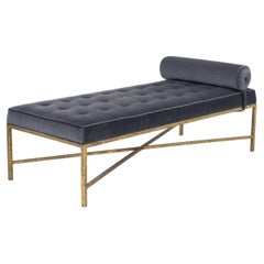 Modern Blue Mohair Upholstered Daybed