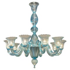 Modern Blue Murano Glass Chandelier with 10 Lights