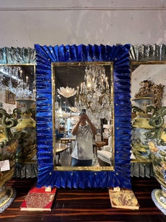 Modern Blue Murano Glass Fold Mirror
