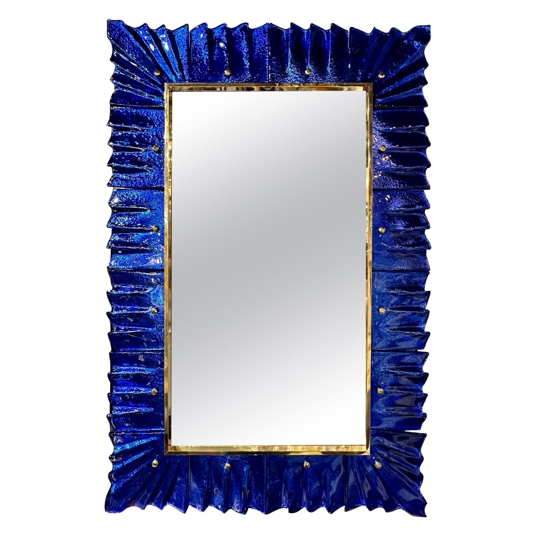 Moderner blauer Muranoglas-Klappspiegel