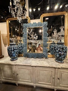 Modern Blue Murano Glass Mirror