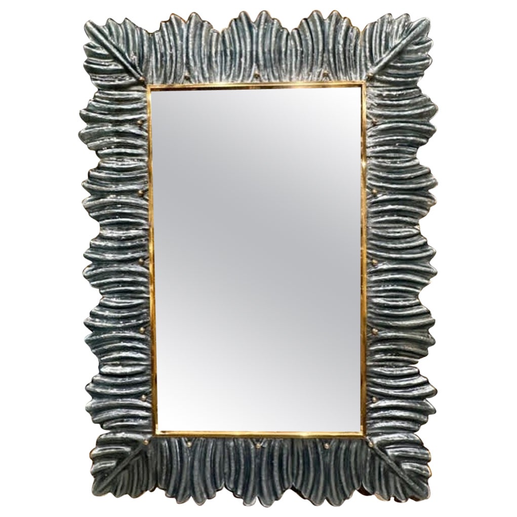 Modern Blue Murano Glass Mirror