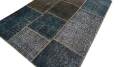 Modern Blue Ocean Tones Wool Rug 4'10''x6'5''