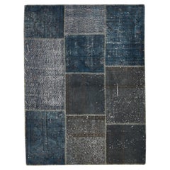 Alfombra moderna de lana en tonos azul océano 4'10''x6'5''