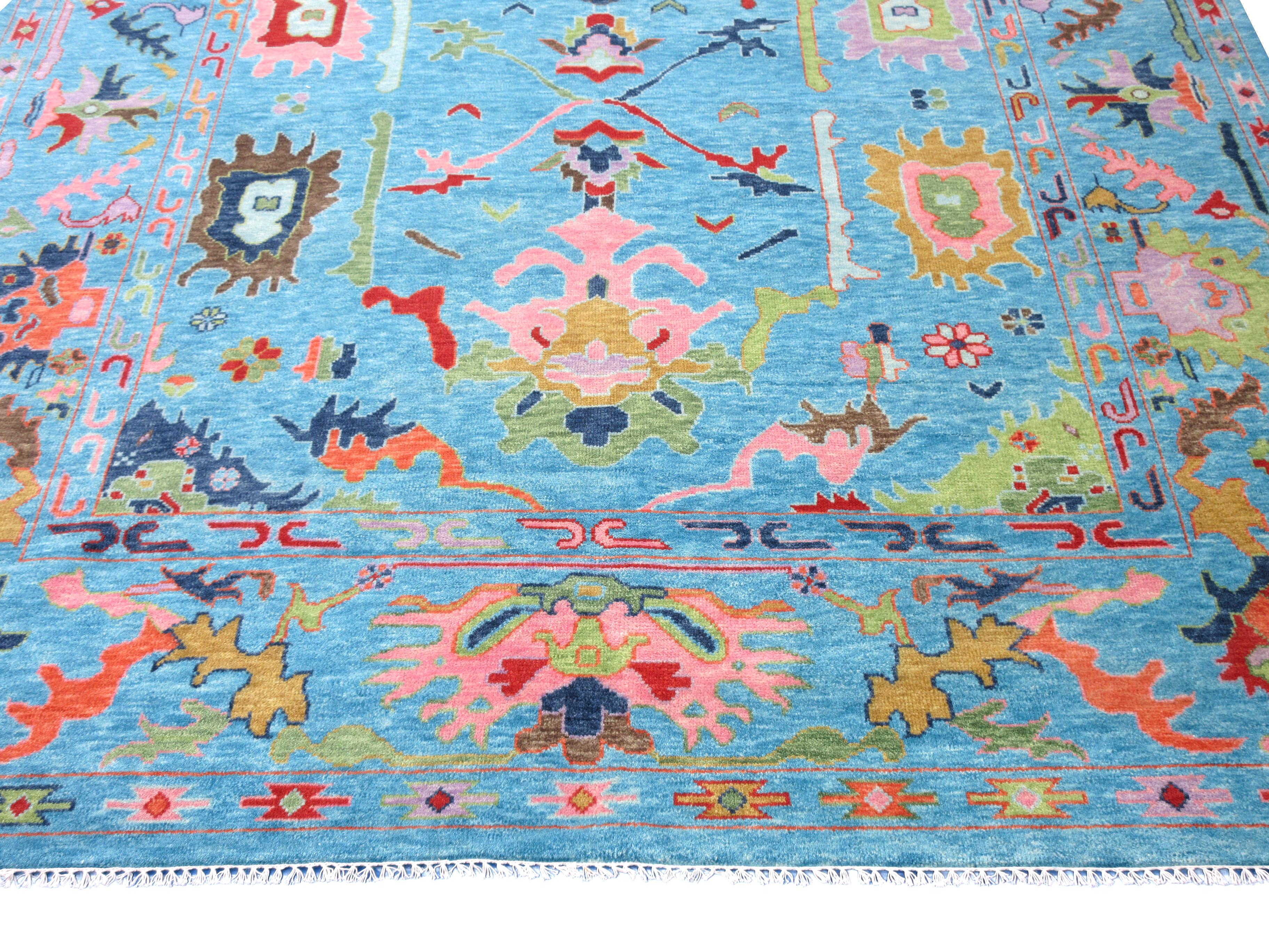 Indiano Oushak blu moderno in vendita