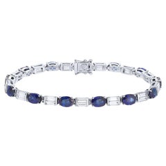 Pulsera moderna de zafiro azul y diamantes 15,25 quilates Oro blanco de 18 quilates