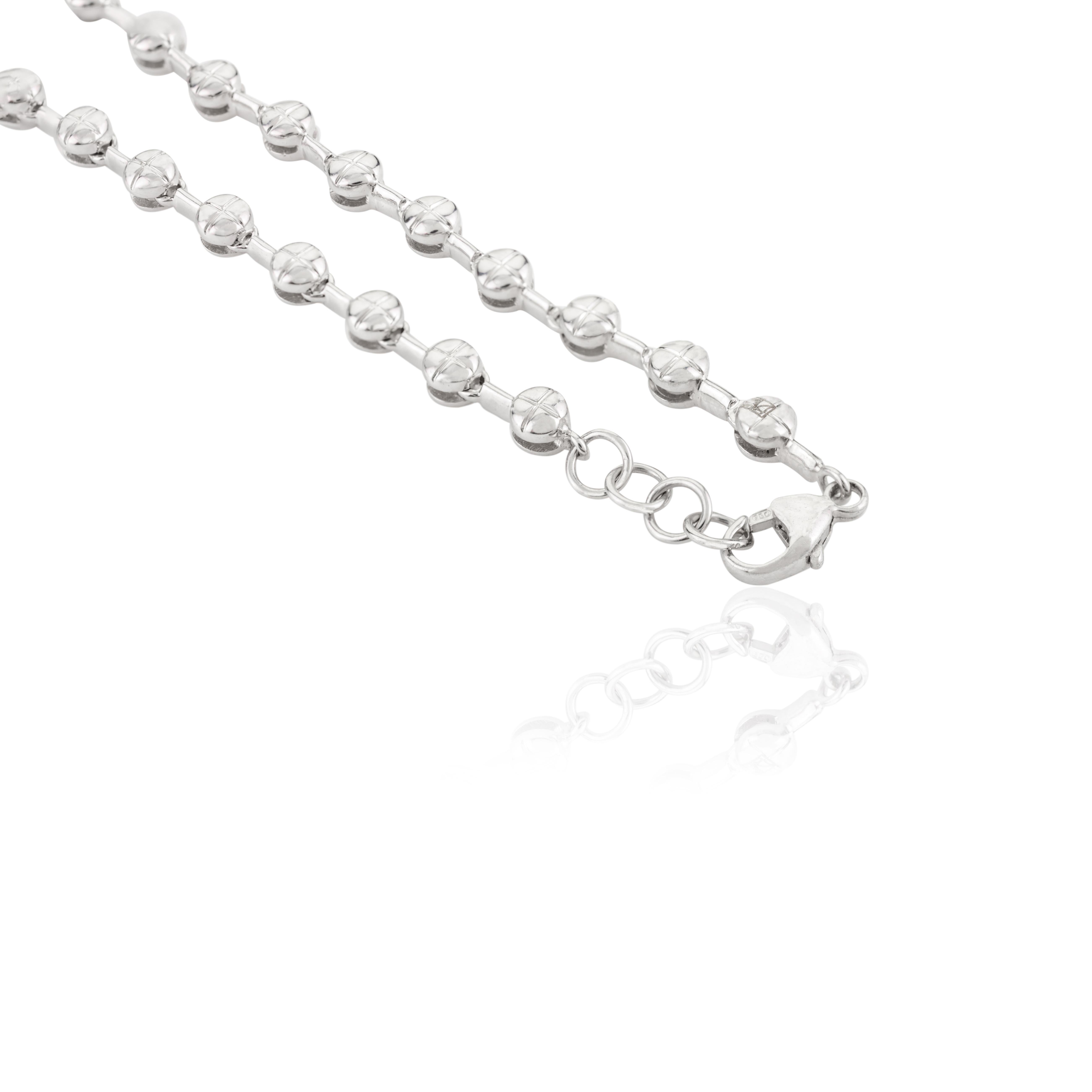 Art Déco Collana moderna con zaffiro blu e diamante per la festa della mamma in oro bianco 18 carati in vendita