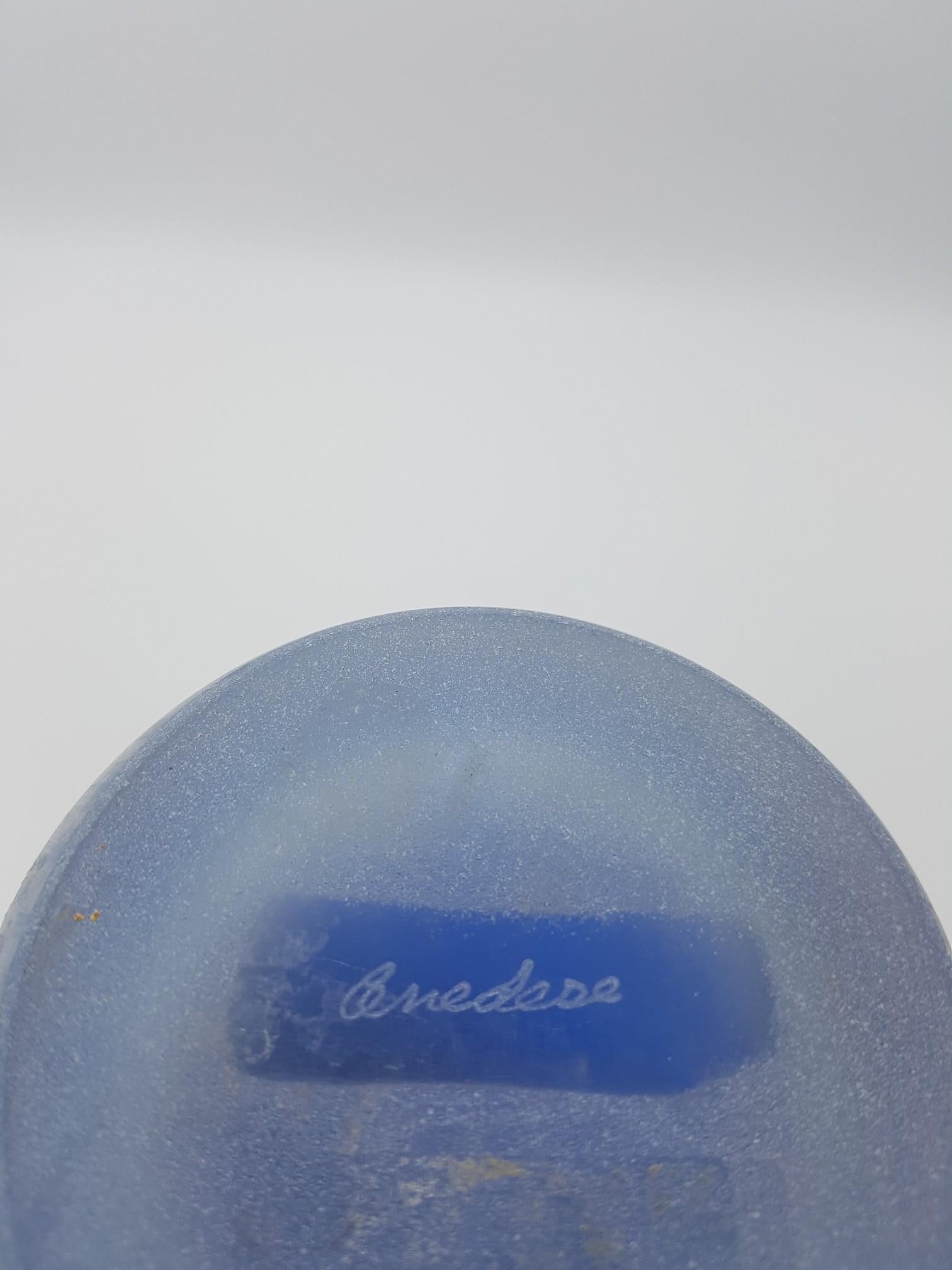 Modern Blue 'Scavo' Glass Amphora or 2-Handled Vase by Cenedese, Mid-1970s For Sale 4