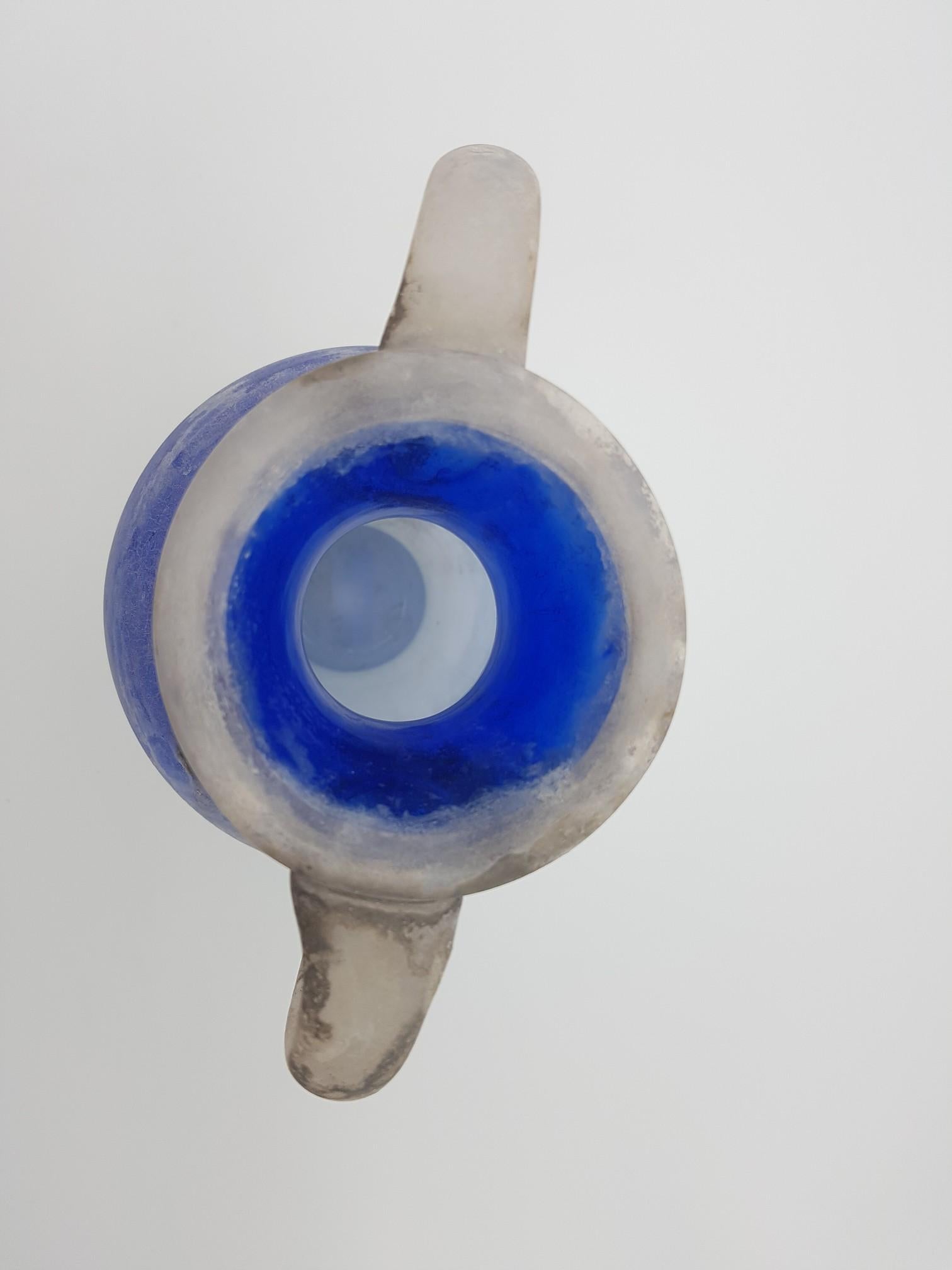 Modern Blue 'Scavo' Glass Amphora or 2-Handled Vase by Cenedese, Mid-1970s For Sale 1