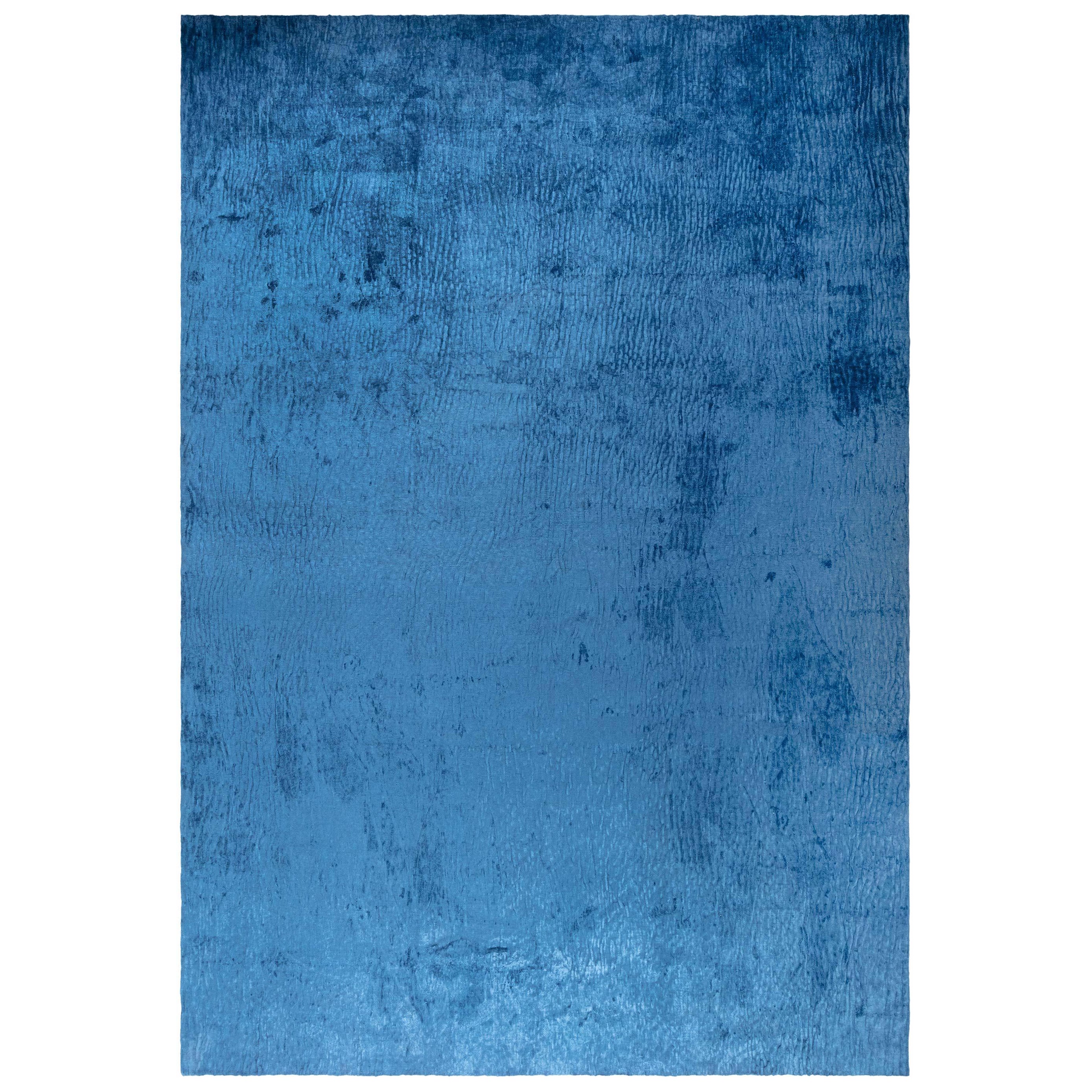 Tappeto moderno in seta blu di Doris Leslie Blau in vendita