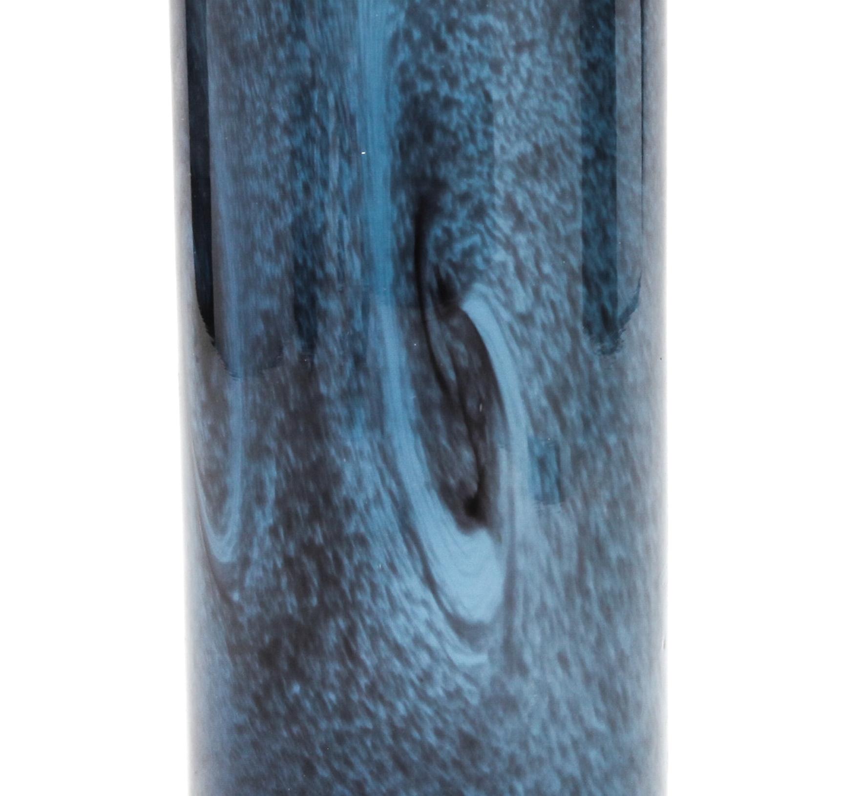Modern Blue Studio Art Glass Vase in Bottle Shape In Good Condition In Astoria, NY