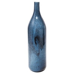 Modern Blue Studio Art Glass Vase in Bottle Shape