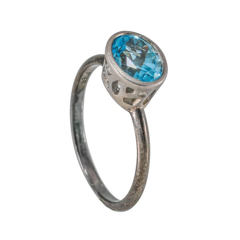 Modern Blue Topaz and Diamond Solitaire Ring For Sale at 1stDibs | blue ...