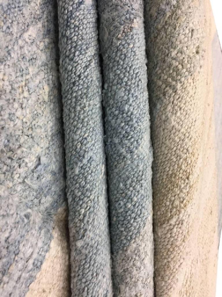 Tissé à la main Tapis de chanvre turc à tissage plat bleu moderne, 9'11 x 13'7 en vente