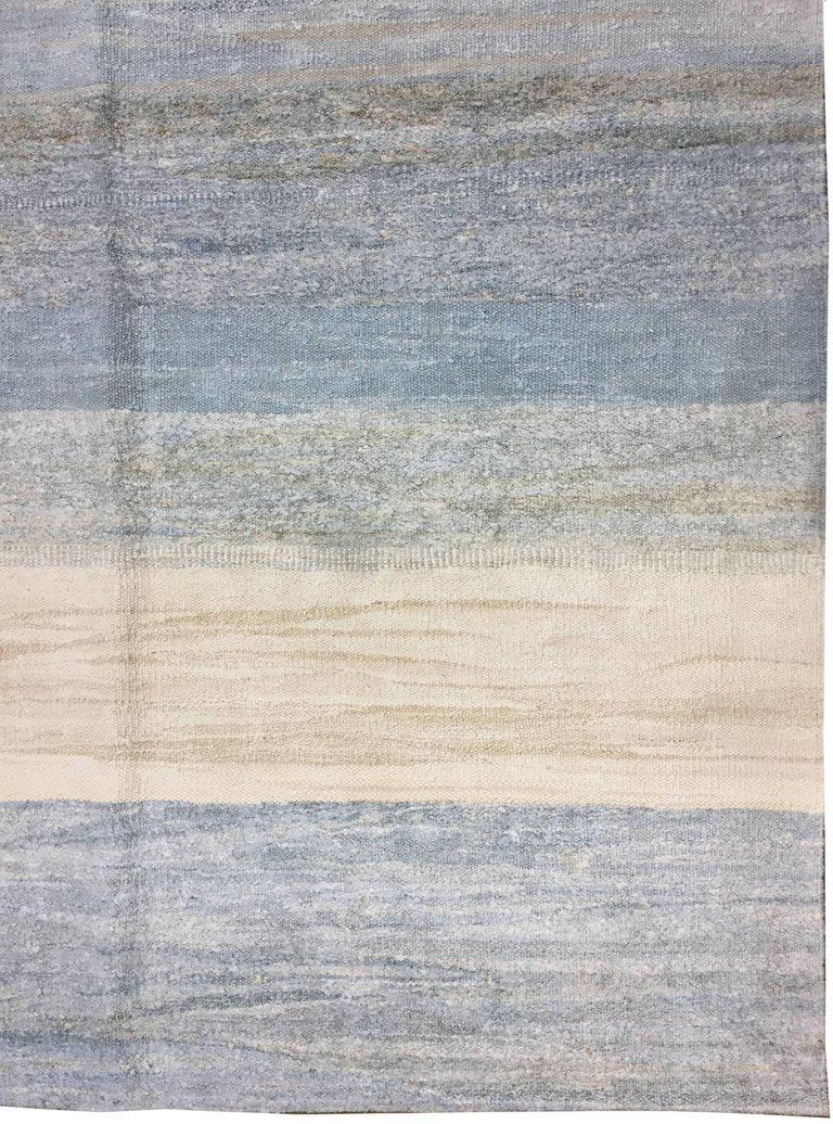 Tapis de chanvre turc à tissage plat bleu moderne, 9'11 x 13'7 Neuf - En vente à New York, NY