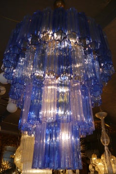 Modern Blue Two-Tone Murano Chandelier