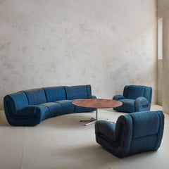 Modern Blue Upholstered 4-Piece Modular Sofa, Mid 20th Century