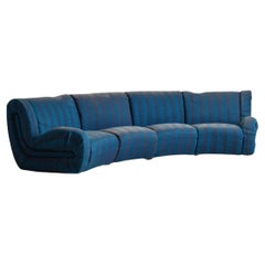 Modern Blue Upholstered 4-Piece Modular Sofa, Mid 20th Century Modern Blue Upholstered 4-Piece Modular Sofa, Mid 20th Century