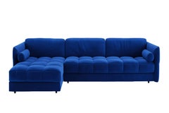 Sofá seccional moderno de terciopelo azul Vínculo