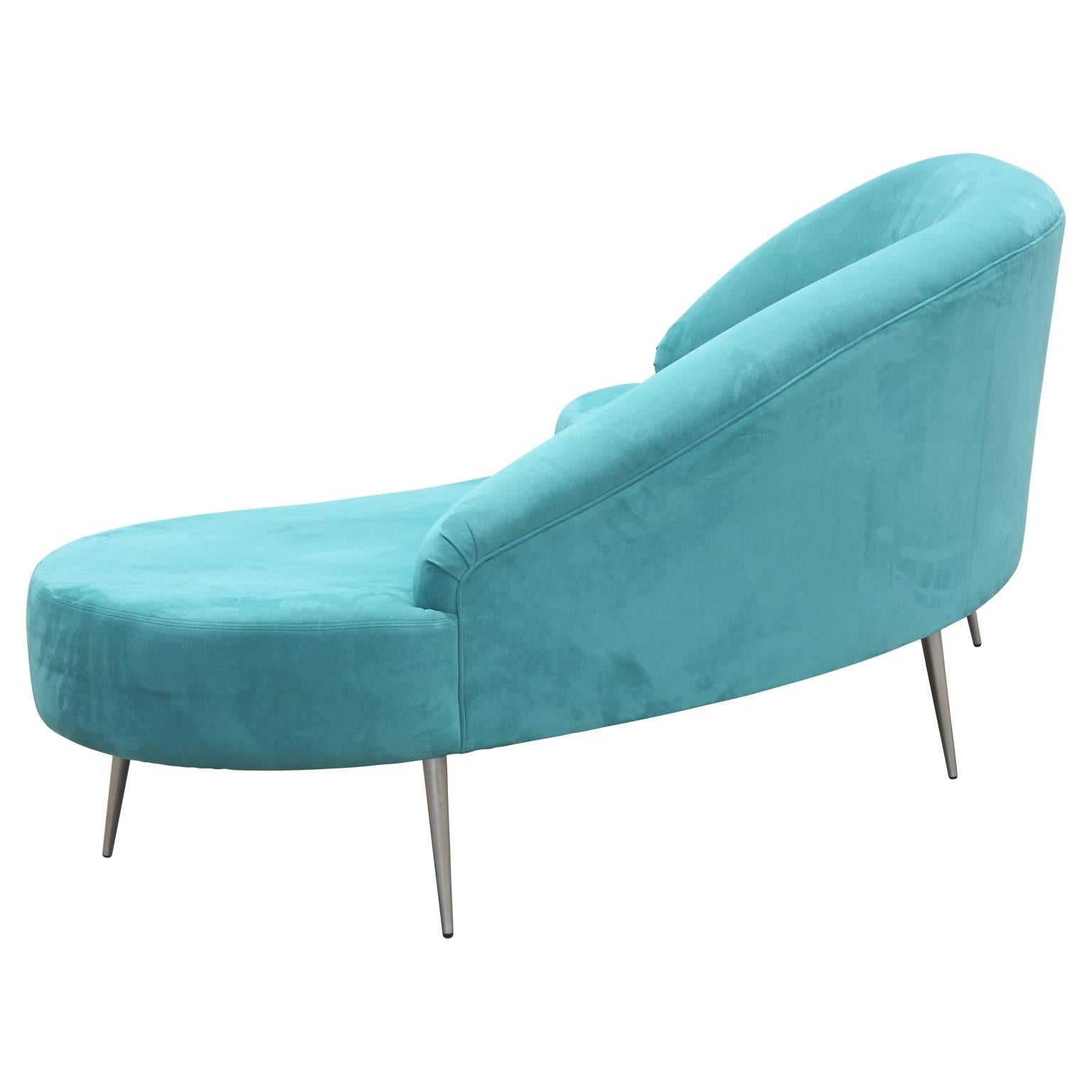 Modern Blue Velvet Serpentine Sofa by Directional 1