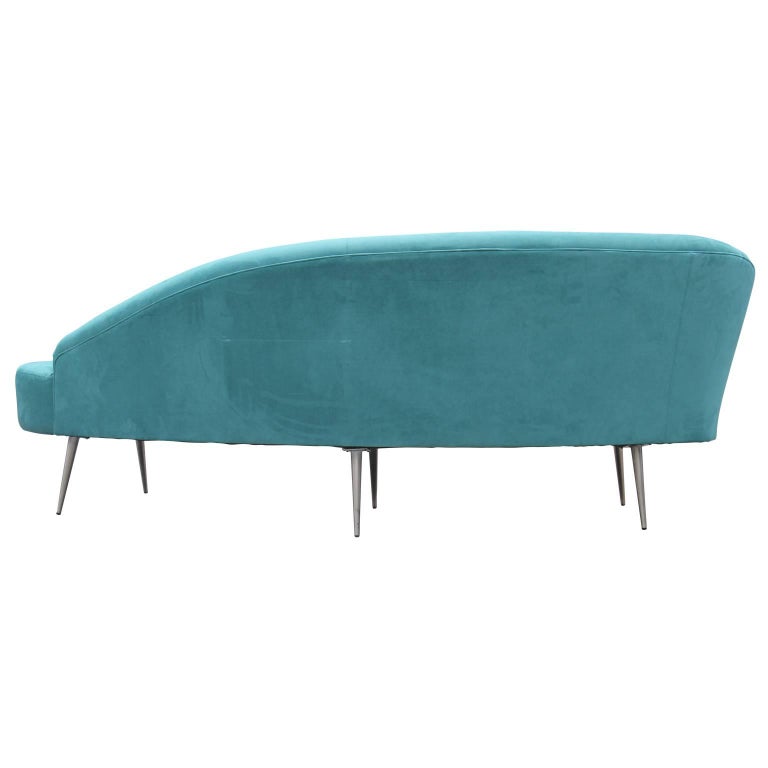 Modern Blue Velvet Serpentine Sofa by Directional 2