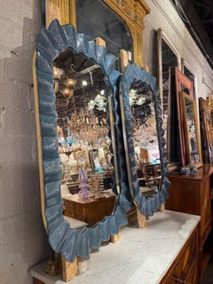 Modern Blue Wave Murano Glass Mirror