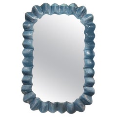 Modern Blue Wave Murano Glass Mirror
