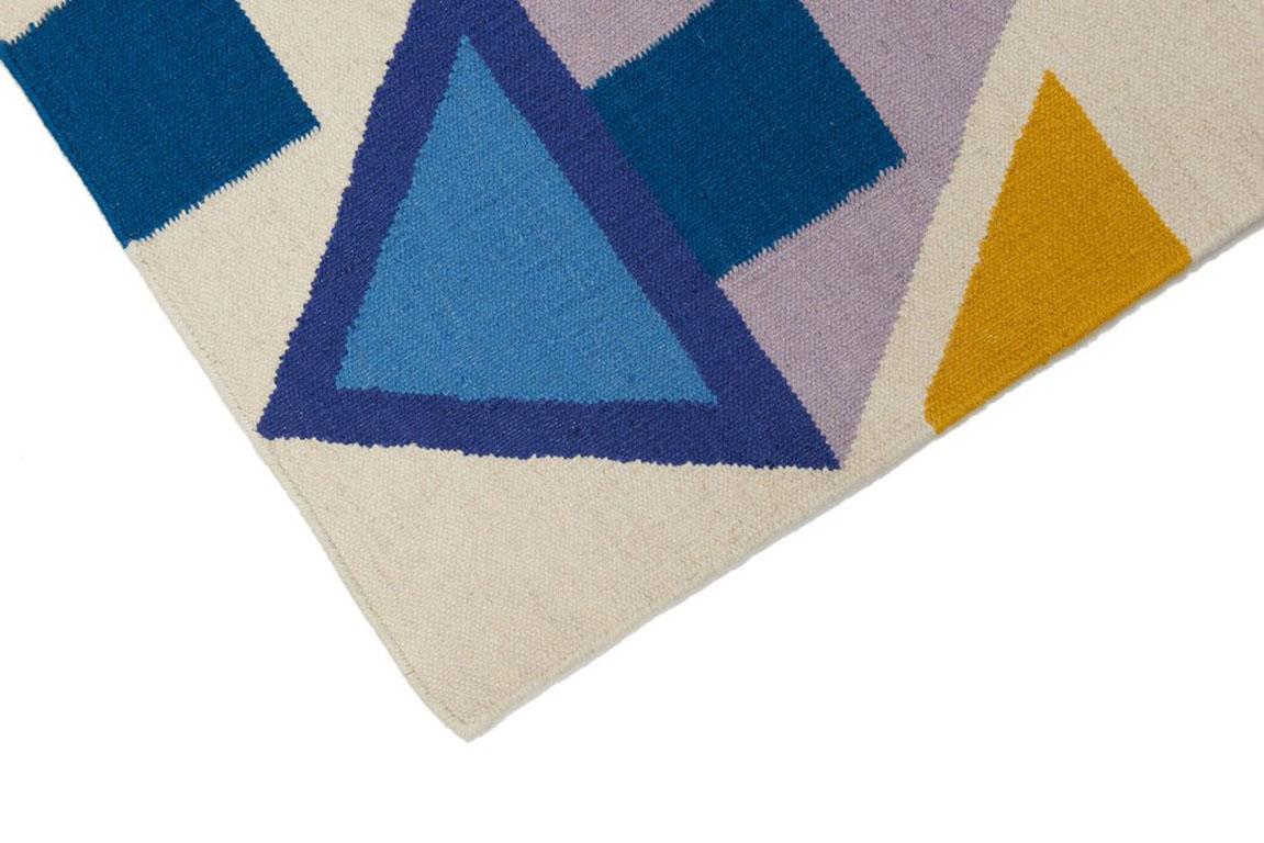 Aelfie rugs are designed in Brooklyn and handmade by artisans in India.
80% wool, 20% cotton.
Reversible.
Sizes are listed in feet.
Spot clean. Vacuum.
Handmade.
Dimensions may vary slightly due to the handmade nature of our rugs. Measures: 5