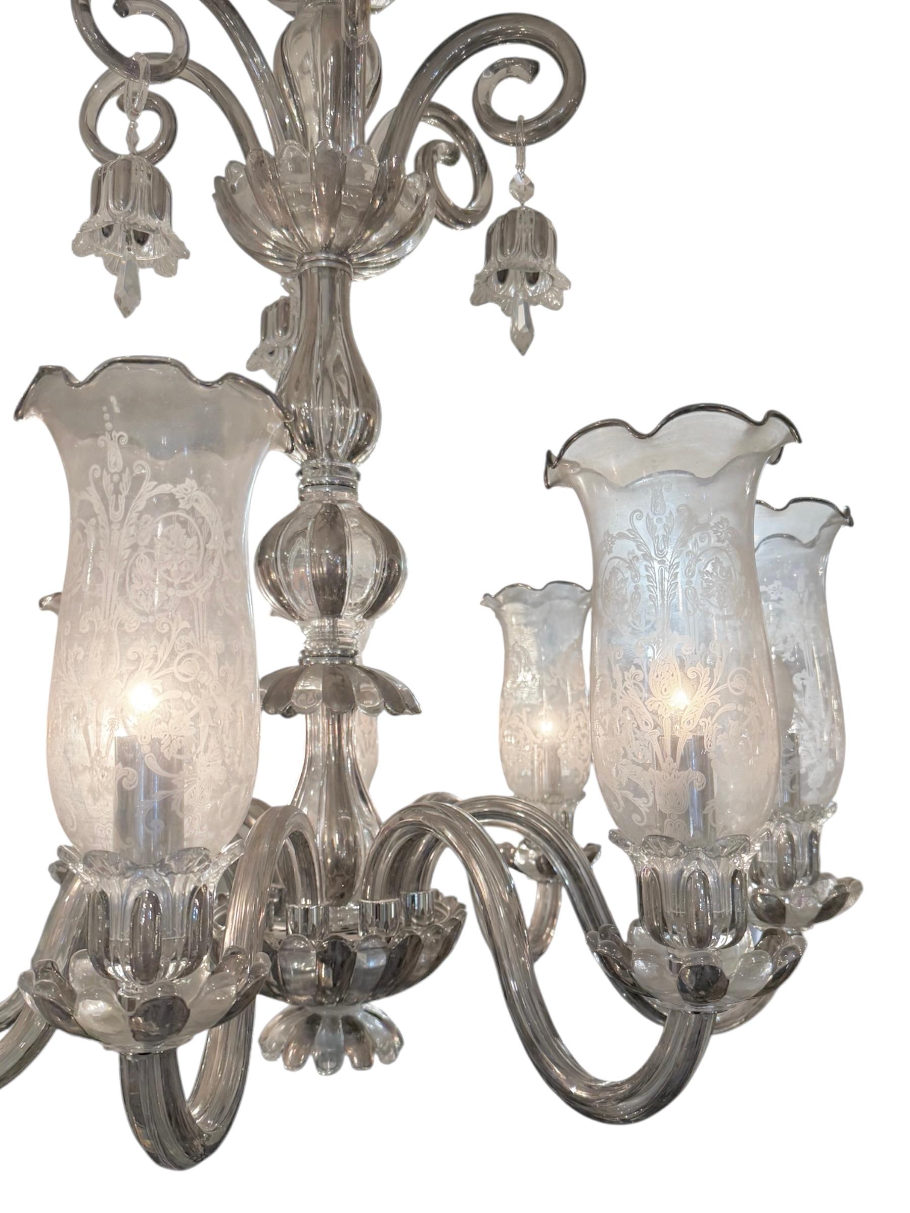 Sconosciuto Lampadario moderno a otto luci sovrapposte in platino in stile bohémien in vendita