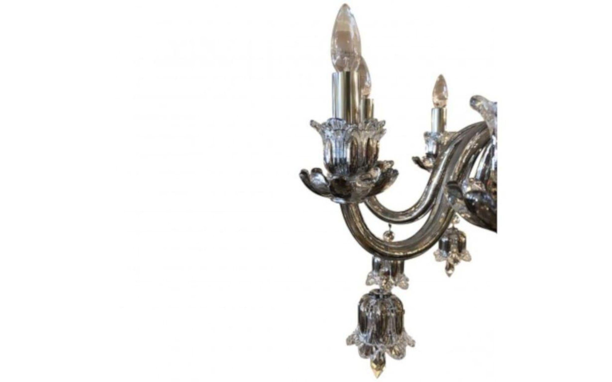 American Baccarat Style Bohemian Eight-Light Platinum Overlaid Chandelier For Sale