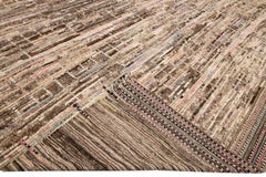 Modern Boho Chic Moroccan Style Handmade Brown Oversize Wool Rug