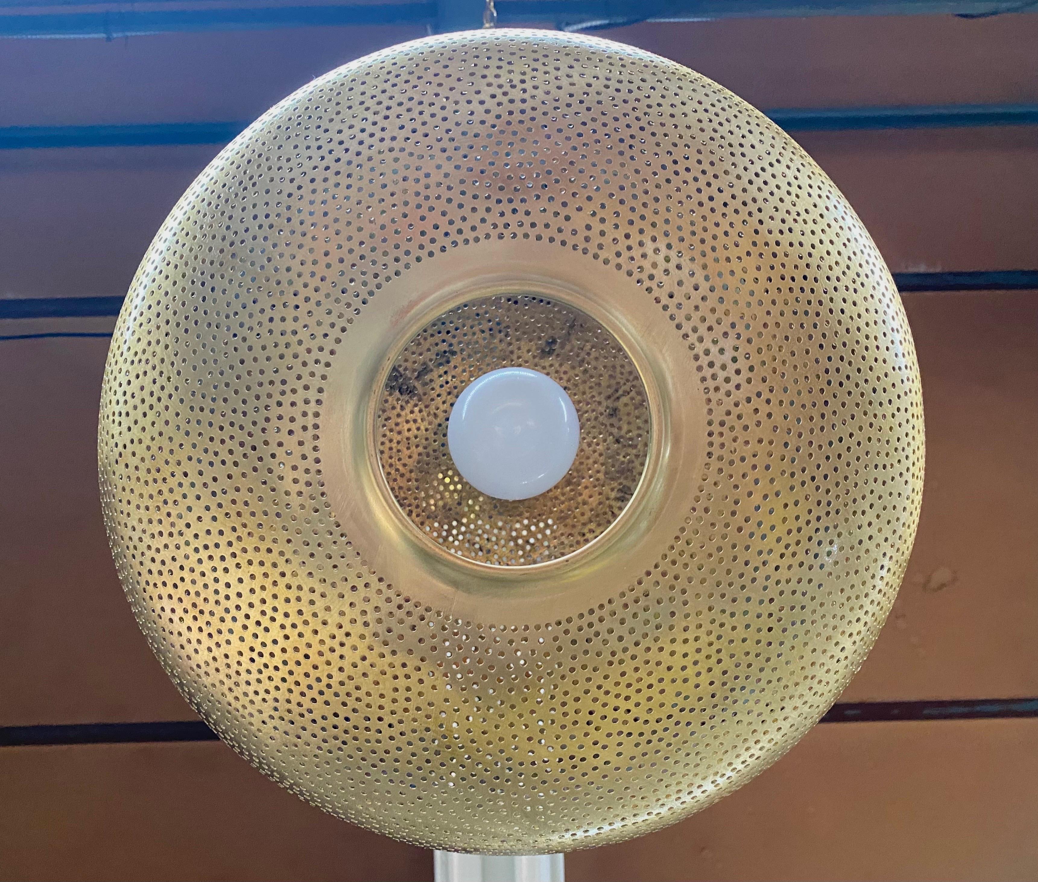 Modern Boho Chic Style Oval Brass Pendant or Lantern For Sale 5