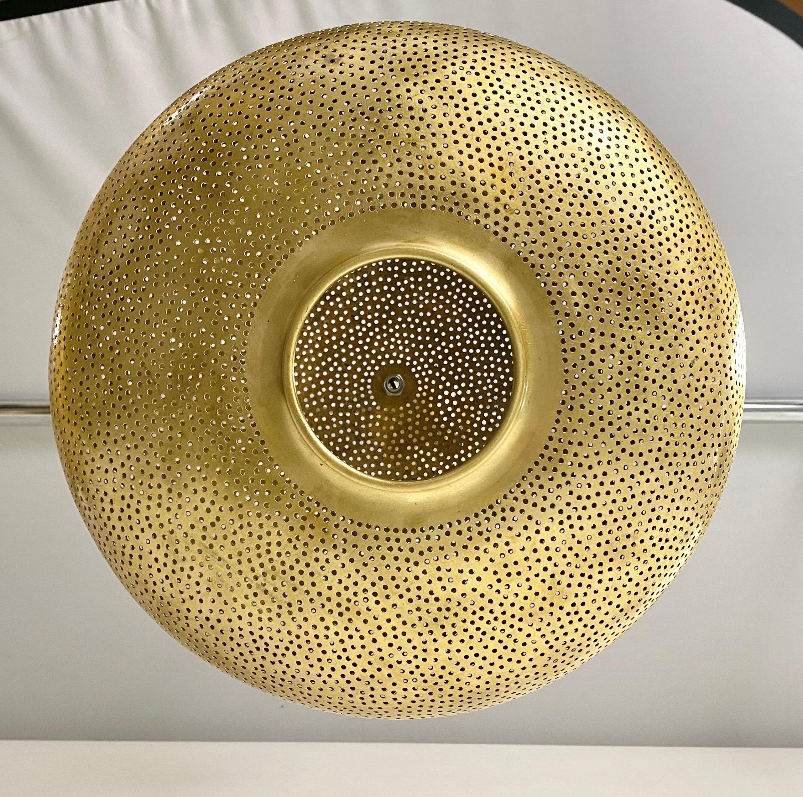Modern Boho Chic Style Oval Brass Pendant or Lantern For Sale 6