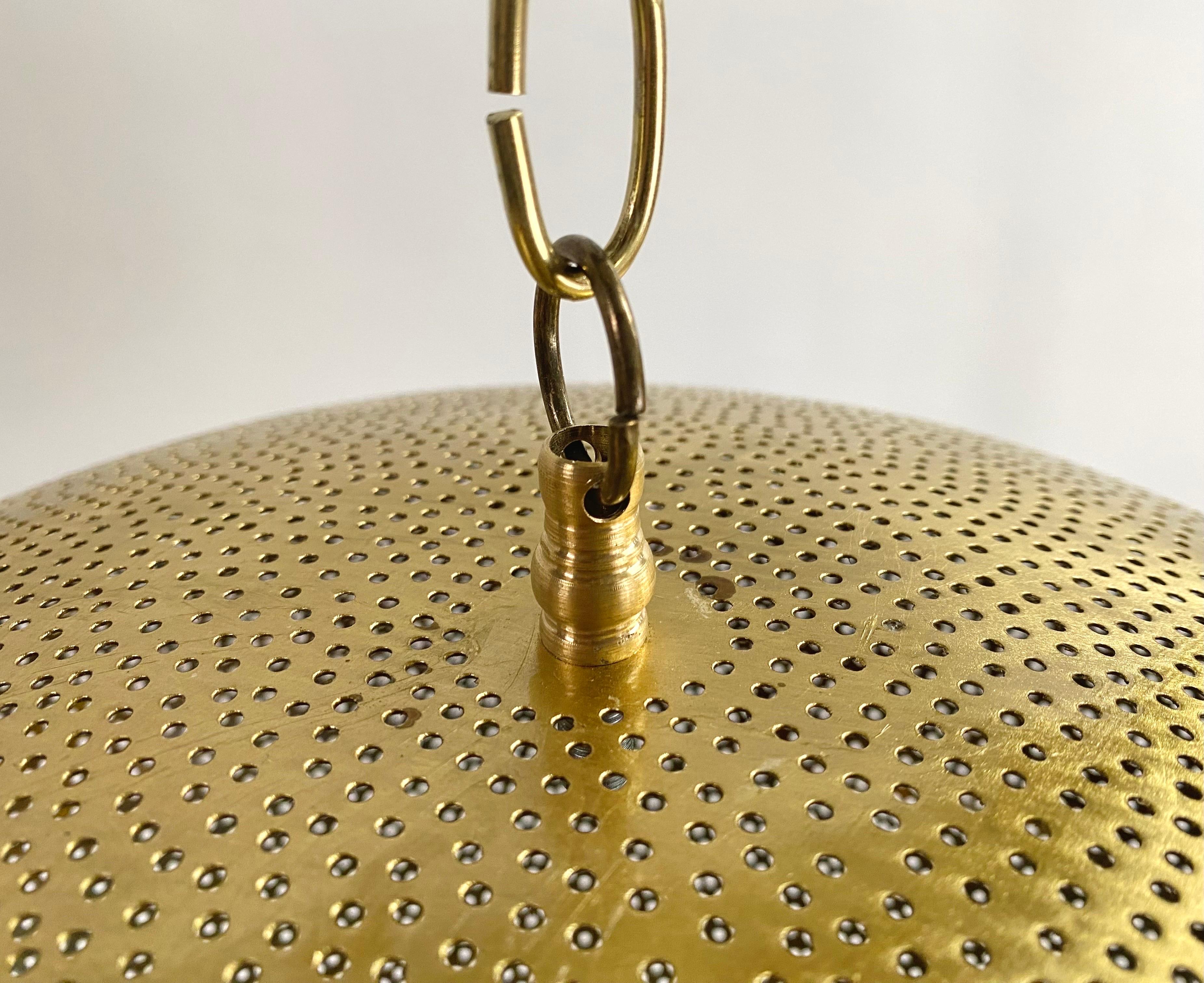 20th Century Modern Boho Chic Style Oval Brass Pendant or Lantern For Sale