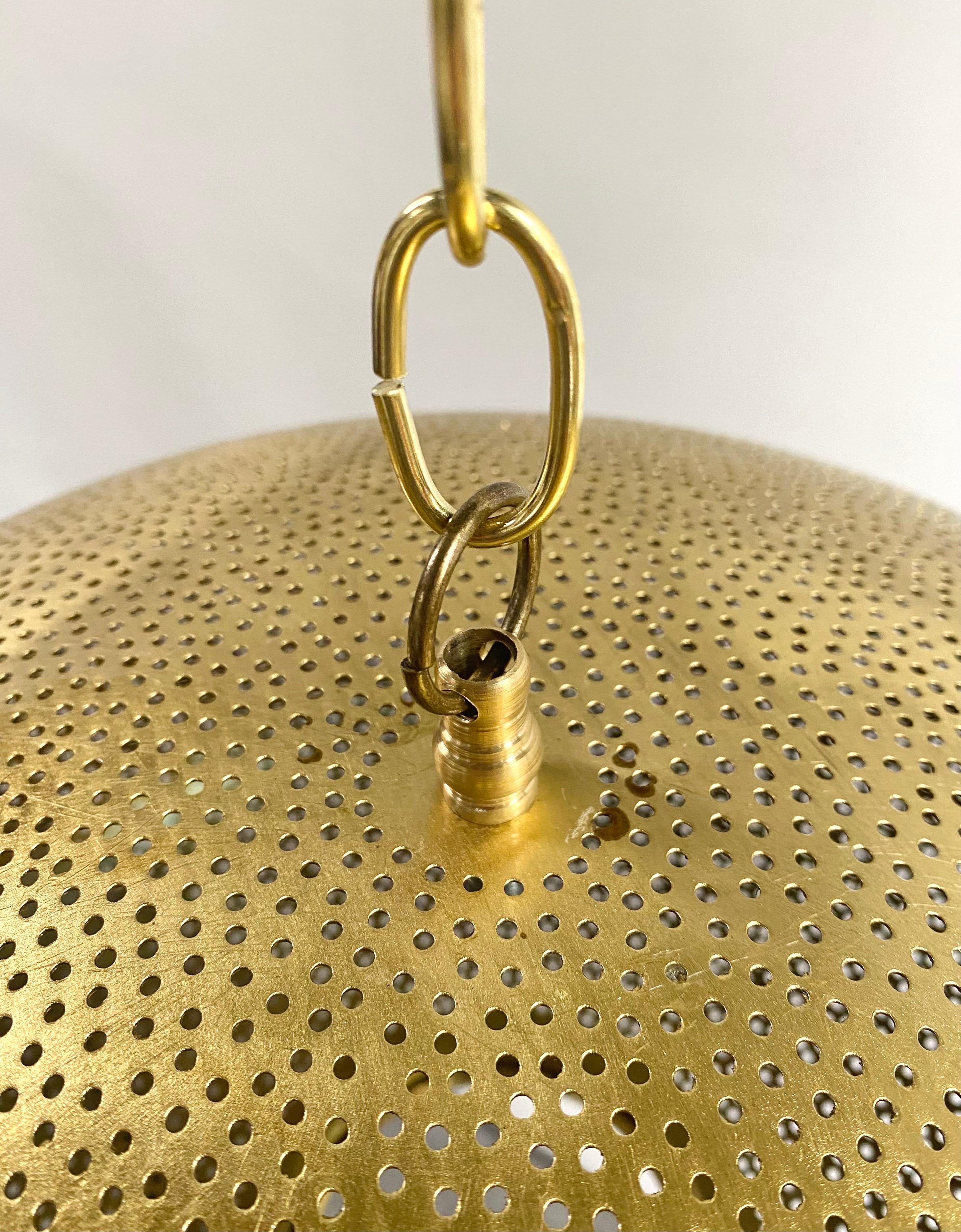 Modern Boho Chic Style Oval Brass Pendant or Lantern For Sale 1