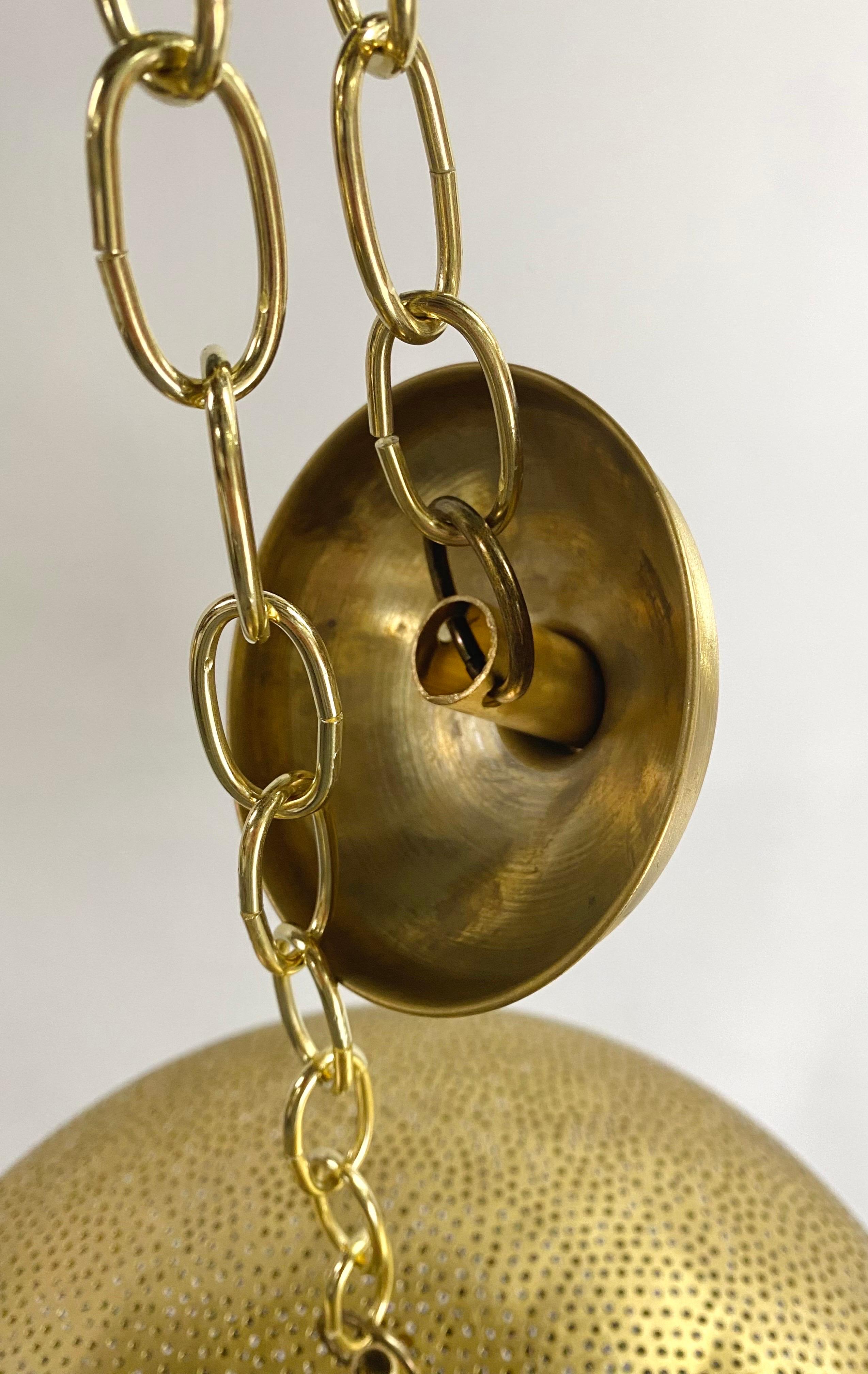 Modern Boho Chic Style Oval Brass Pendant or Lantern For Sale 3