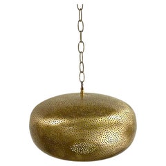 Pendentif ou lanterne ovale en laiton de style moderne boho chic