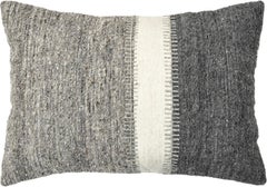 Modern Boho Chic Wool and Cotton Pillow In Gray