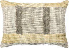 Modern Boho Chic Wool and Cotton Pillow In Muted Tones