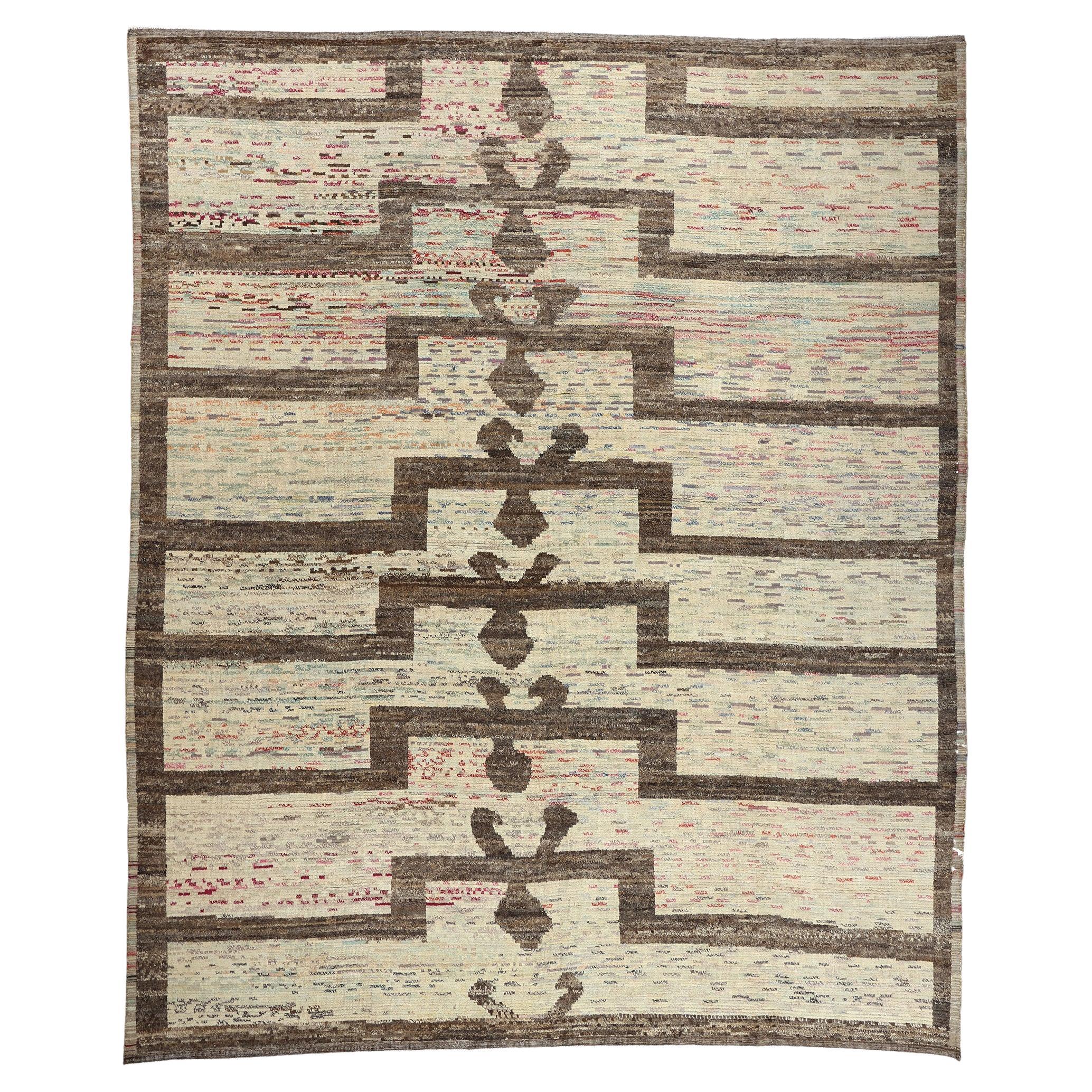 Tappeto moderno boho marocchino, l'incanto tribale incontra l'allure wabi-sabi in vendita