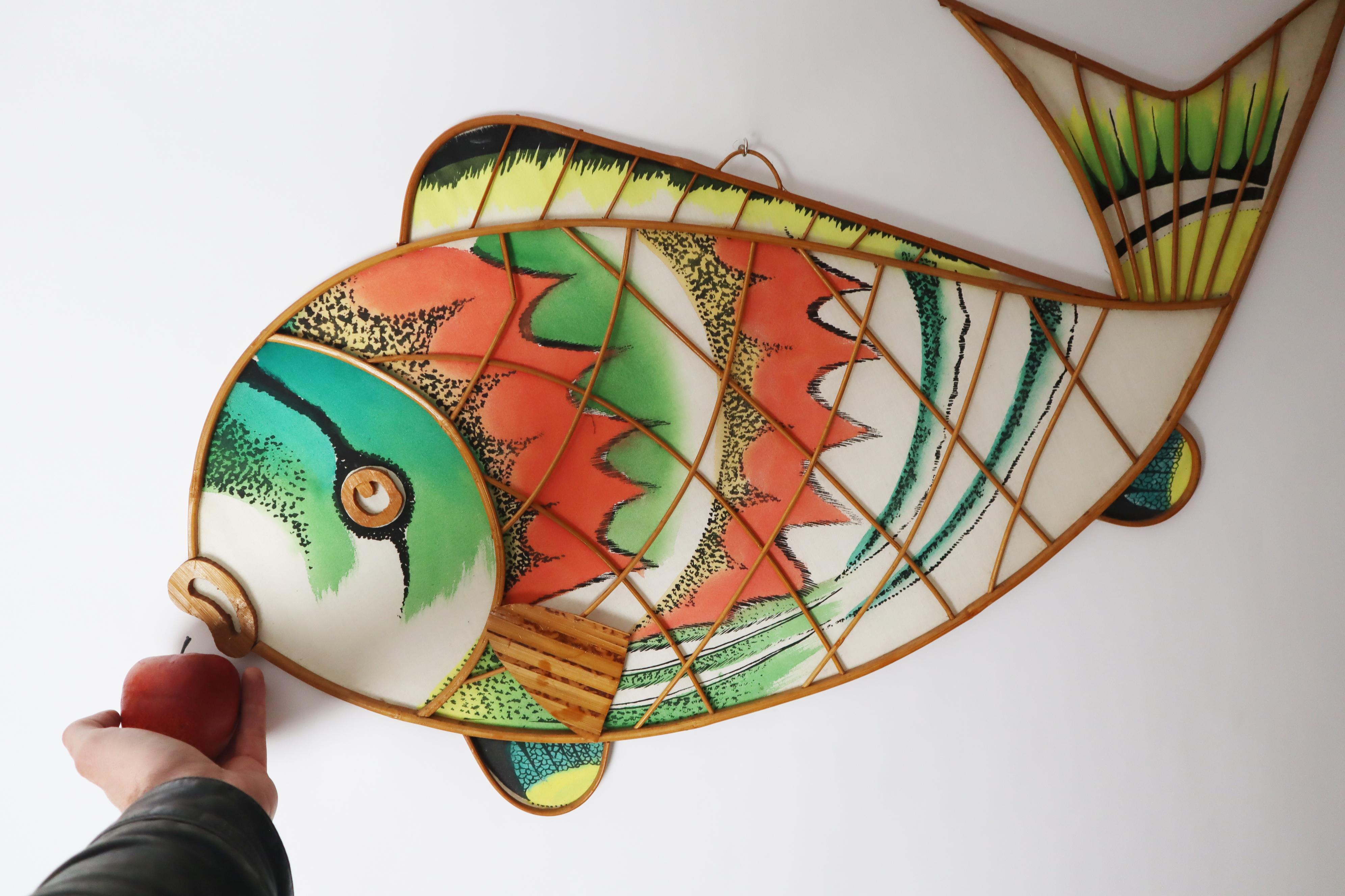 Decorazione da parete Modern-Decor Grande pesce in bambù degli anni '70 in vendita 5