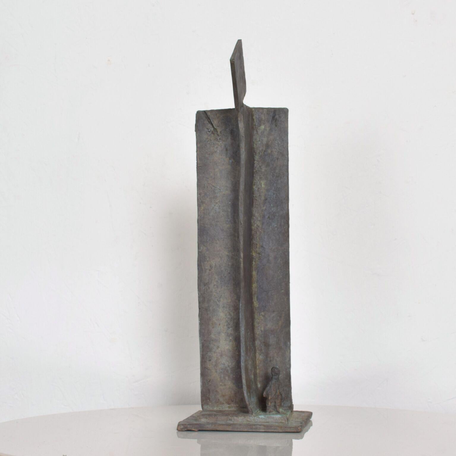 Sculpture presents architectural form in bronze 
Unmarked
Dimensions: 14.5 H x 17W x 4.5 D
Original unrestored preowned vintage condition.
Refer to images. 
 