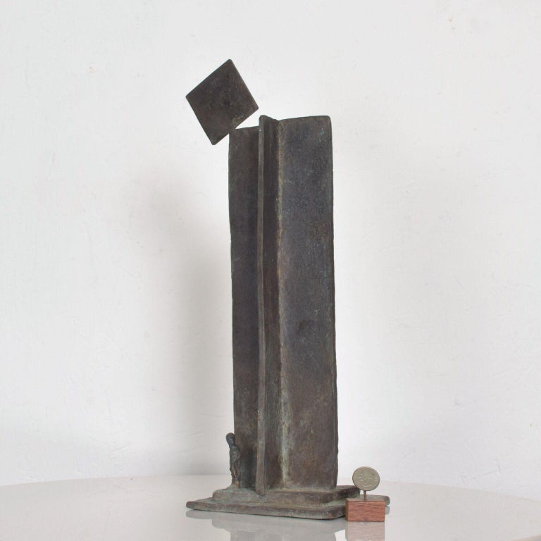 1970s Modern Sculpture Bronze Architectural Monument with Figures For ...
