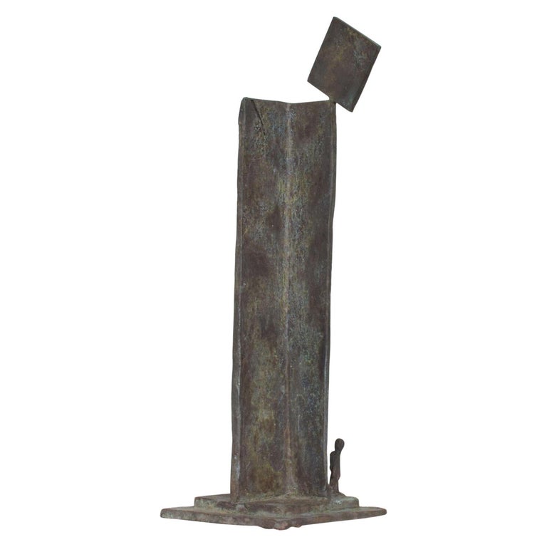 1970s Modern Sculpture Bronze Architectural Monument with Figures For ...