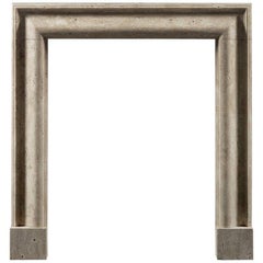Modern Bolection Fireplace Mantel in Travertine Marble