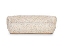 Mid-Century Modern Bolota Curved Sofa, Bouclé, Oak, Handmade by Greenapple