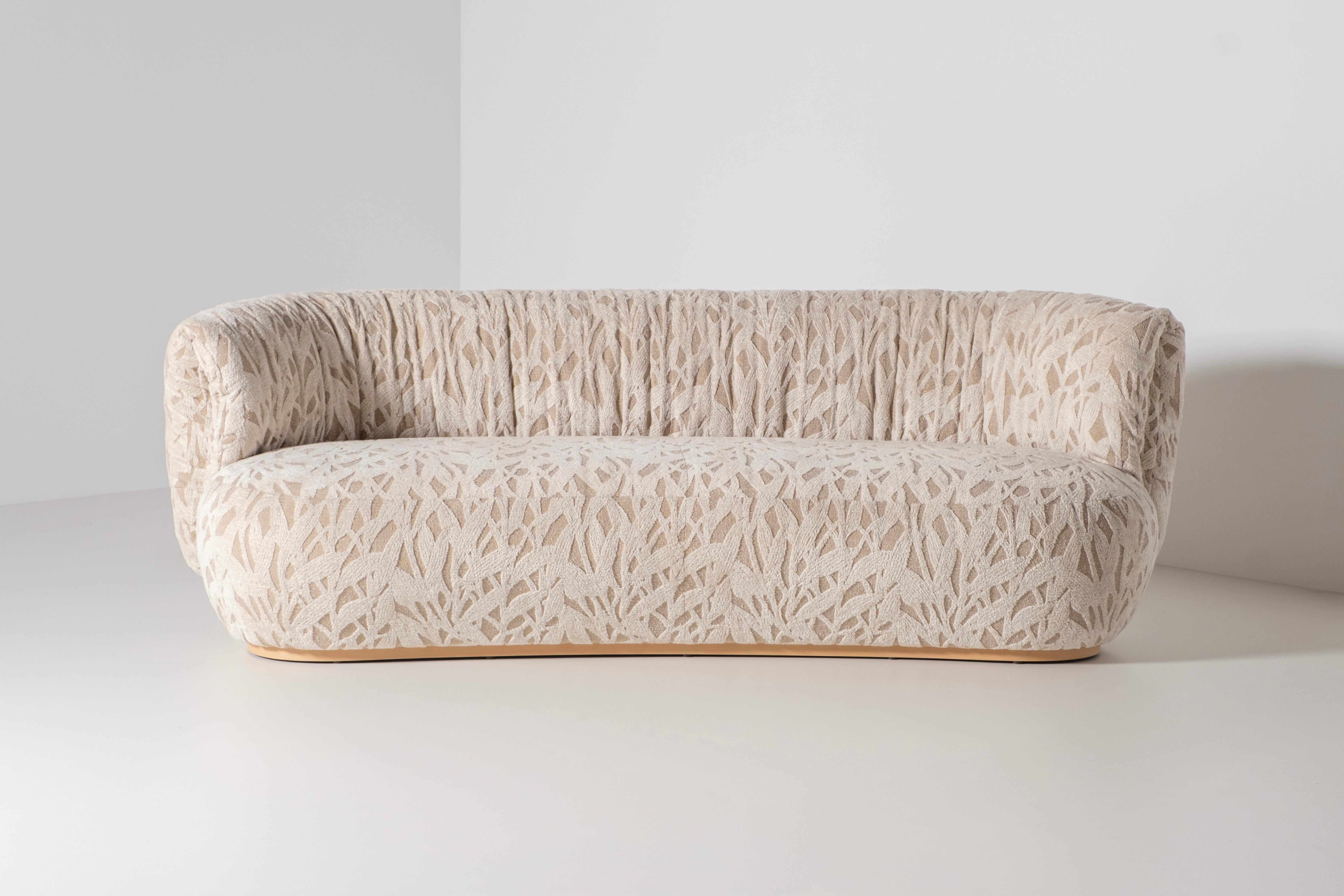 Hand-Crafted Modern Bolota Curved Sofa, Nobilis Fabric, Handmade in Portugal by Greenapple For Sale