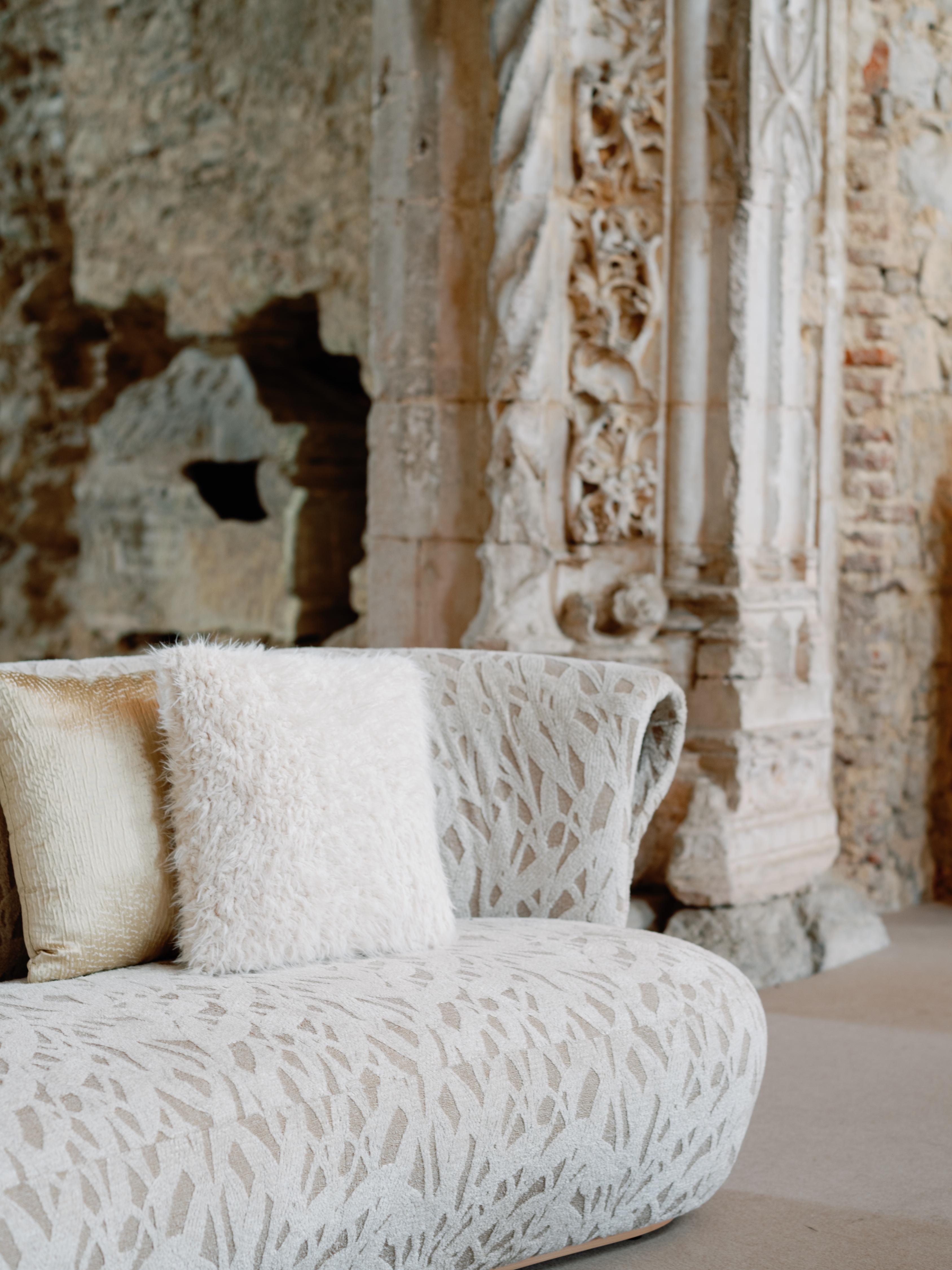 Contemporary Modern Bolota Curved Sofa, Nobilis Fabric, Handmade in Portugal by Greenapple For Sale