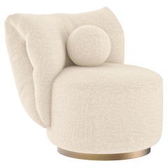 Sedia girevole moderna Bolota, Dedar Boucle, ottone, fatta a mano Greenapple
