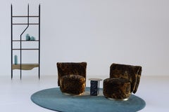 Chaise longue moderne Bolota, velours Jacquard Dedar, fait main par Greenapple